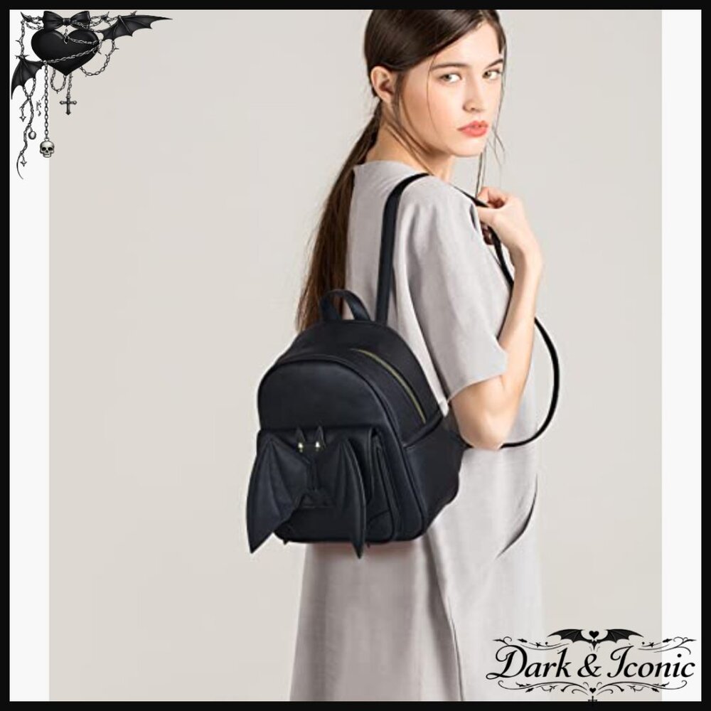 Mini Leather Backpack With Wings, Adjustable Stra… - image 3
